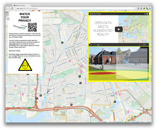 Handy augmented reality app that visualises nearby privacy intrusions, based on open data about surveillance cameras worldwide (And it accurately maps your fellow Google Glass users too!)
Yowsers.
Here.