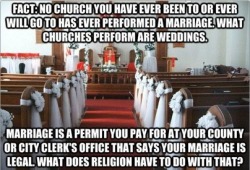 danichuu:  vulgarweed:  ourtimeorg:  An important point to distinguish…  Very, very important distinction. And the church (or any house of worship or religious tradition part) is entirely optional and very common to just skip it completely. Religion