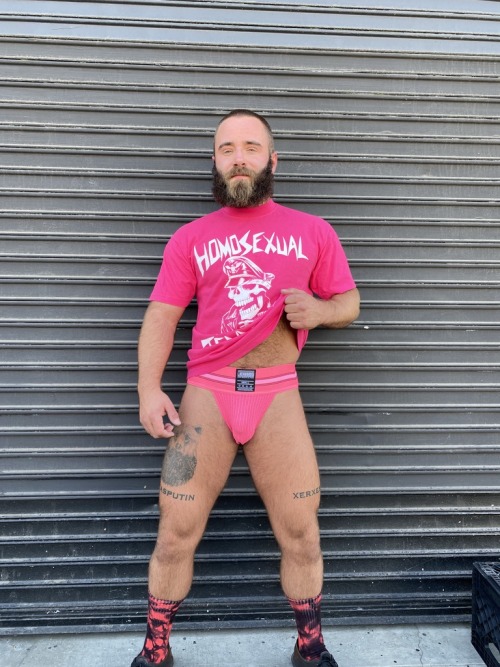Everything is better in PINK . Pink jocks, pink socks, pink t-shirts