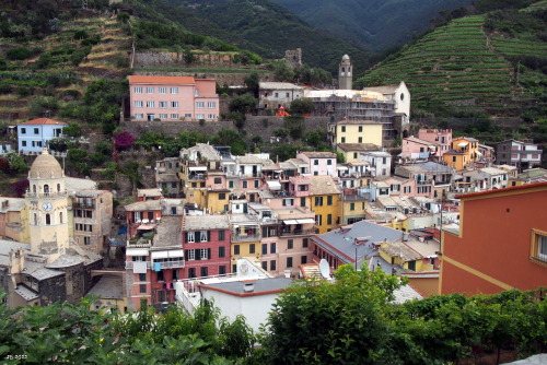 PanoramaCinque Terre (town of Vernazza), Liguria, Italy. View from top of castle.