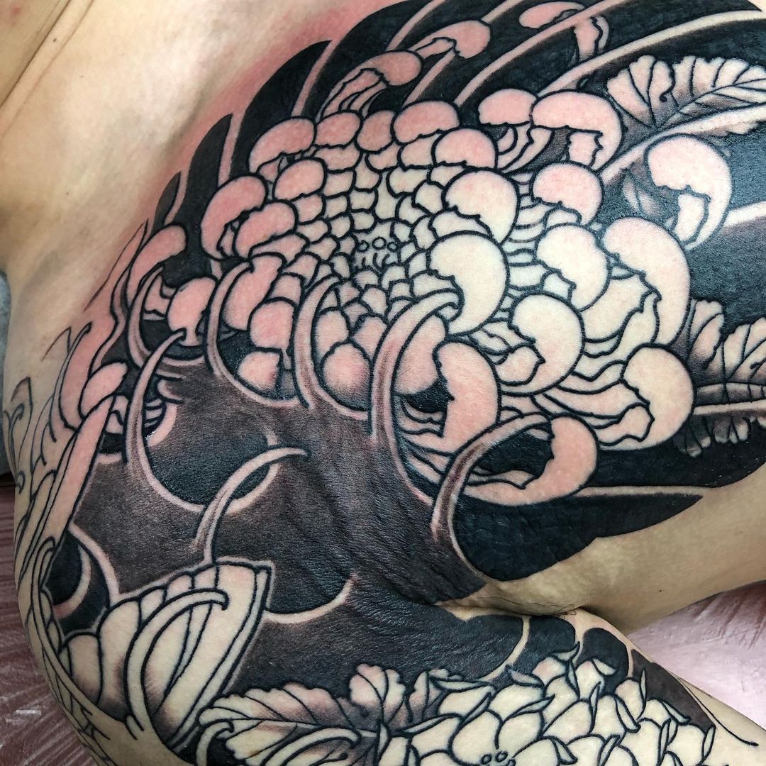 刺青師 龍元 Tattooist Ryugen 鯉と菊 Koi With Chrysanthemums 鯉 菊 Koi