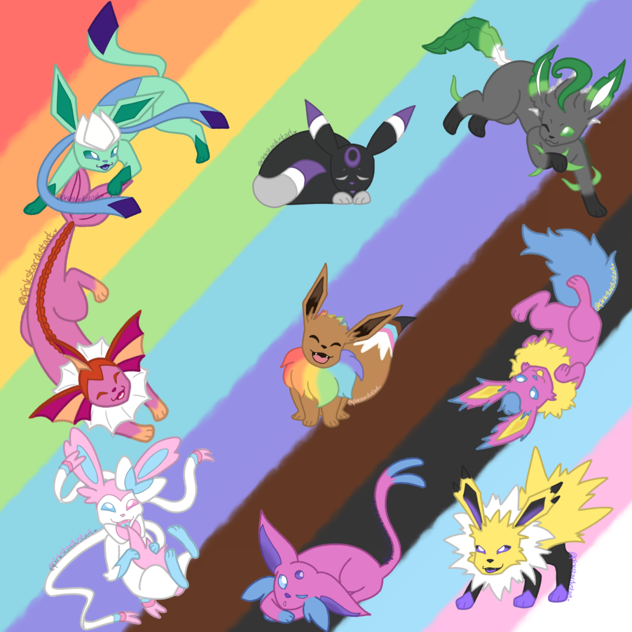 Happy Pride everyone!! I made this Eeveelution artwork to celebrate! -  @Tails19950 on IG : r/pokemon