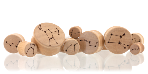 Constellation plugs   Our wooden interpretation honors the heroic constellations of Ursa Major, Orio