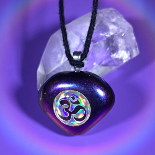 holographic ohm on rainbow hematite necklace ~*~*snag it here ♡