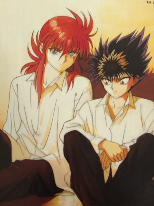 fluffberries:wanted to share my fav gayest official art of kurama and hiei(edit: added some more)