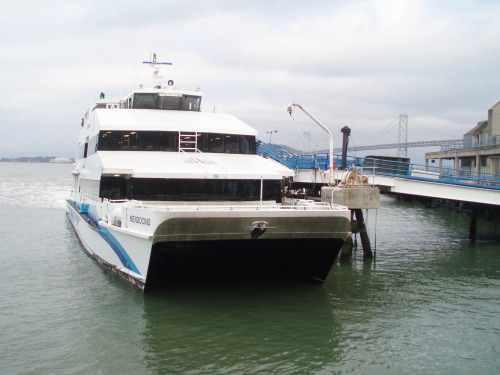 San Francisco Bay Ferry “Mendocino” Leaving Dock in San Francisco, 2008.