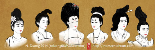 nannaia: Hairstyles of Tang Dynasty Women “In early Tang, hair ornaments were rather simple, 