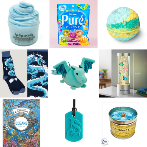 navystims: Aquatic Dragon Themed Self Care Kit for @splashysplishy !Aromatherapy Slime  - Soda Ring 