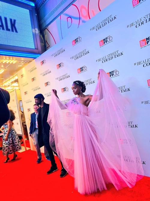 KIKI LAYNE in Valentino at the premiere of IF BEALE STREET COULD TALK