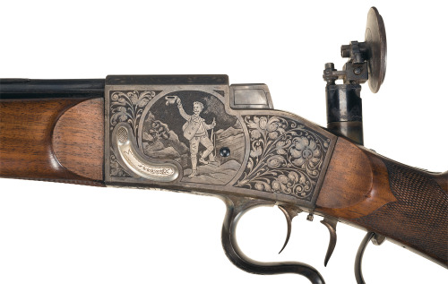 Engraved Aydt system German schuetzen single shot target rifle, late 19th century.