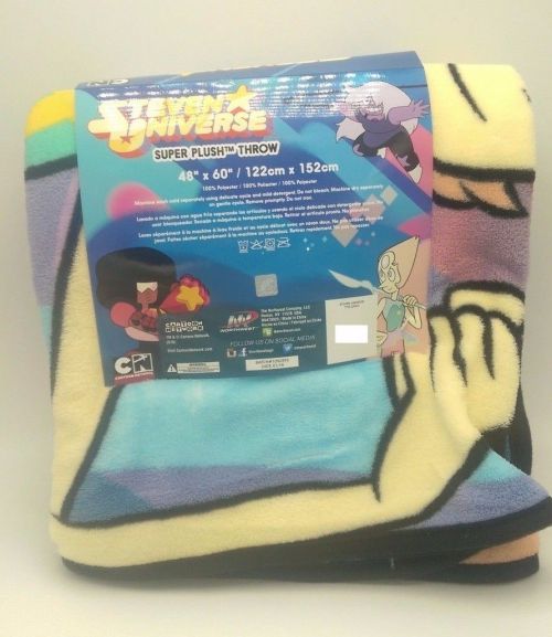 There’s a Steven Universe throw up by some sellers on Ebay (here and here). The packaging looks official and says its made by The Northwest Company, which also produces Adventure Time blankets/towels so it seems legitI’m not going to add this to the