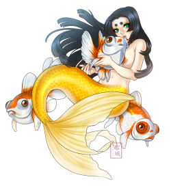 kittycatkissu:  I don’t wanna work on this anymore so here have a Goldfish Ningyo! 