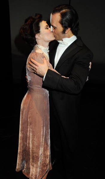 themonsterslair:  London, England, March 09. Love Never Dies Original Cast - World Premiere: Curtain Call.Sierra Boggess and Ramin Karimloo pose backstage following the world premiere of ‘Love Never Dies’ at the Adelphi Theatre on March 9, 2010 in