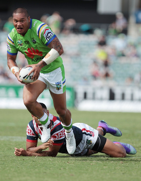 crazy-about-footy:  Joseph Leilua of the Canberra Raiders during the Round 2 match