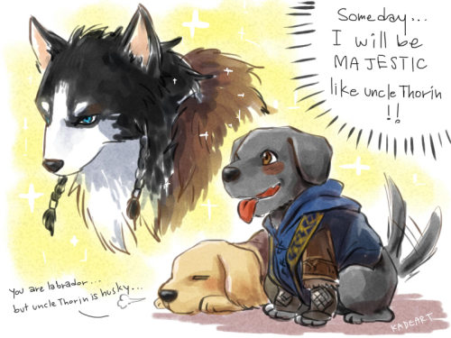 kadeart:I’m a dog mania .. so I just think , if Middle Earth is the world of dog. Everybody is dog .