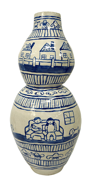 jxiaoo:two large ceramic vases I handbuilt and painted