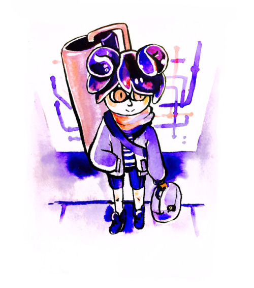 oliviawhen:Four squids traveling with their turf and ranked weapons! Bonus grapejuice squid! Drawing