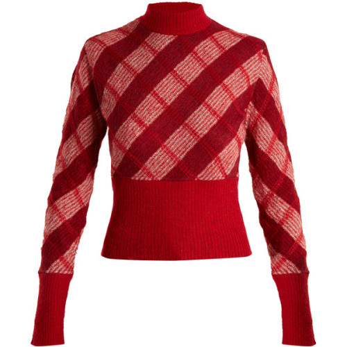 Miu Miu High-neck checked mohair-blend sweater ❤ liked on Polyvore (see more intarsia sweaters)