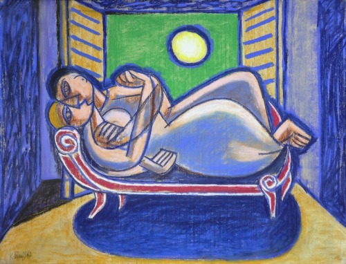 xushima:Karel Černý, Milenci (Lovers), 1947pastel, tempera on paper,  49 x 63 cm