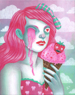 funnyskullgrin:  Strawberry Eye Scream. Acrylic