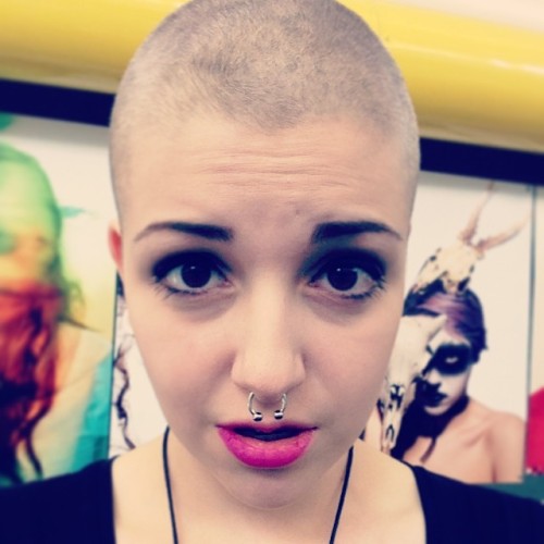 planetbuzzedgirls: Hi #bald #hair #makeup #piercings #piercing #followforfollow #likeforlike #follow