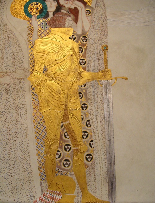ancient-serpent:master-painters:Gustav KlimtThe Knight detail of the Beethoven Frieze (said to be a 