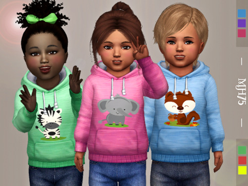 S4 Lil Creatures Hoodie -6 cute hoodies for your male and female toddler sims. 6 different types wit
