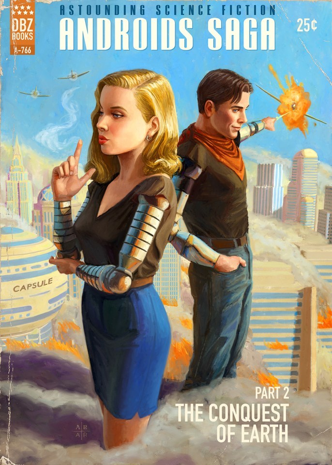 cyberloubard:  If Dragon Ball Z was a pulp  Art by Astor Alexander 