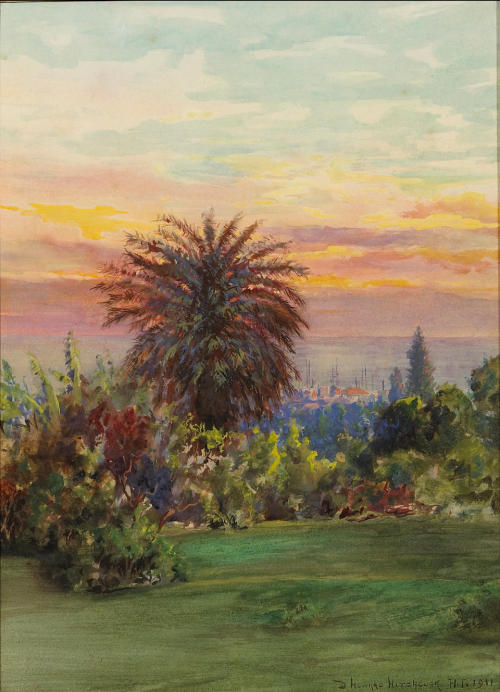 A View Towards Honolulu  -    David Howard Hitchcock  , 1911 American, 1861-1943watercolor on paper 