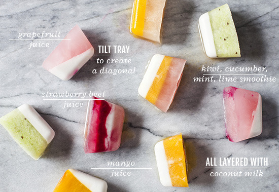 gettingahealthybody:  Fruity Striped Ice Cubes. Because plain ice cubes are too boring.
