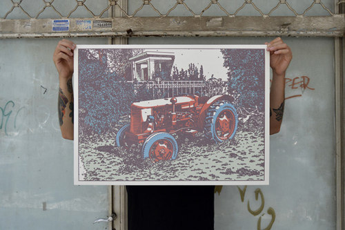 TRAKTOR3 color screen print poster on Munken Pure Rough 300gsm Size 50x70cm. Edition of 100. Signed 