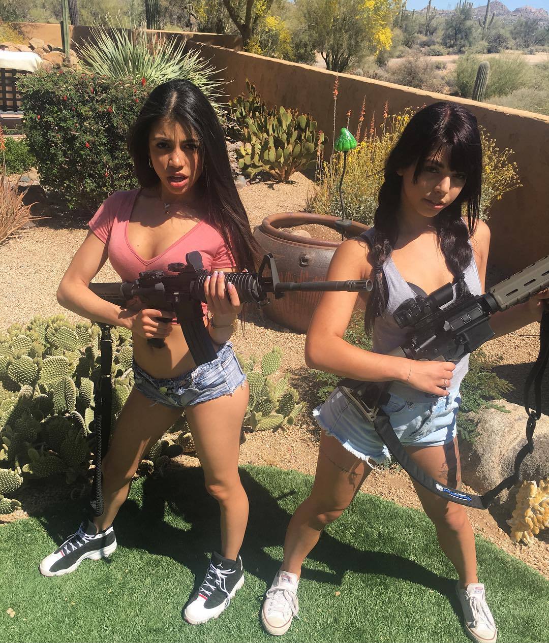 On set with @therealginavalentina 😈👯🌵🌵☀️🔫🔫 for @ForbiddenFFilms