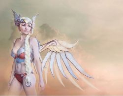 sharemycosplay: #Cosplayer @korielynx with another amazing shot of her #Overwatch #Mercy. #cosplay  korielynx - “Your guardian angel” Been playing a lot of Mercy lately 😇 Re-Edit of my Swimsuit Valkyrie Mercy. Photo by @jgcgphoto  Edit by me .