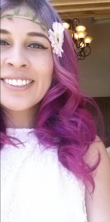 I bleached my hair out and used Joico Magenta for the bottom and Manic Panic Ultra Violet for the to
