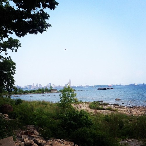 View of the Queen City on our way home today via the Friendship Trail along the shores of Lake Erie 