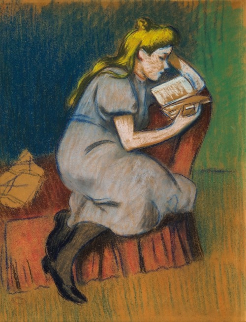 Girl with blond hair. Federico Zandomeneghi (Italian, 1841-1917. Pastel on paper.Under the stim