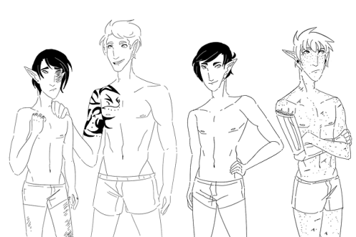 the-tevinter-biscuit: i very much enjoy drawing boys semi-naked too much left to right: Rion, Ryan, 