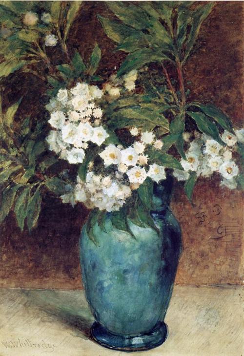 Laurel Blossoms in a Blue Vase, Thomas Worthington Whittredge