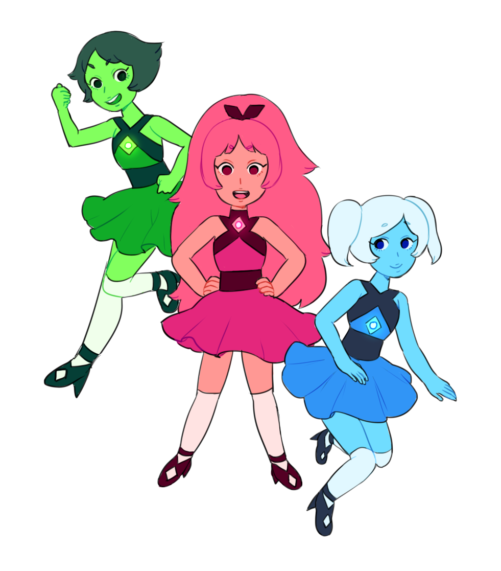 gorovaia:  power puff gems!! plus their fusion dynamo (based off the giant freakin