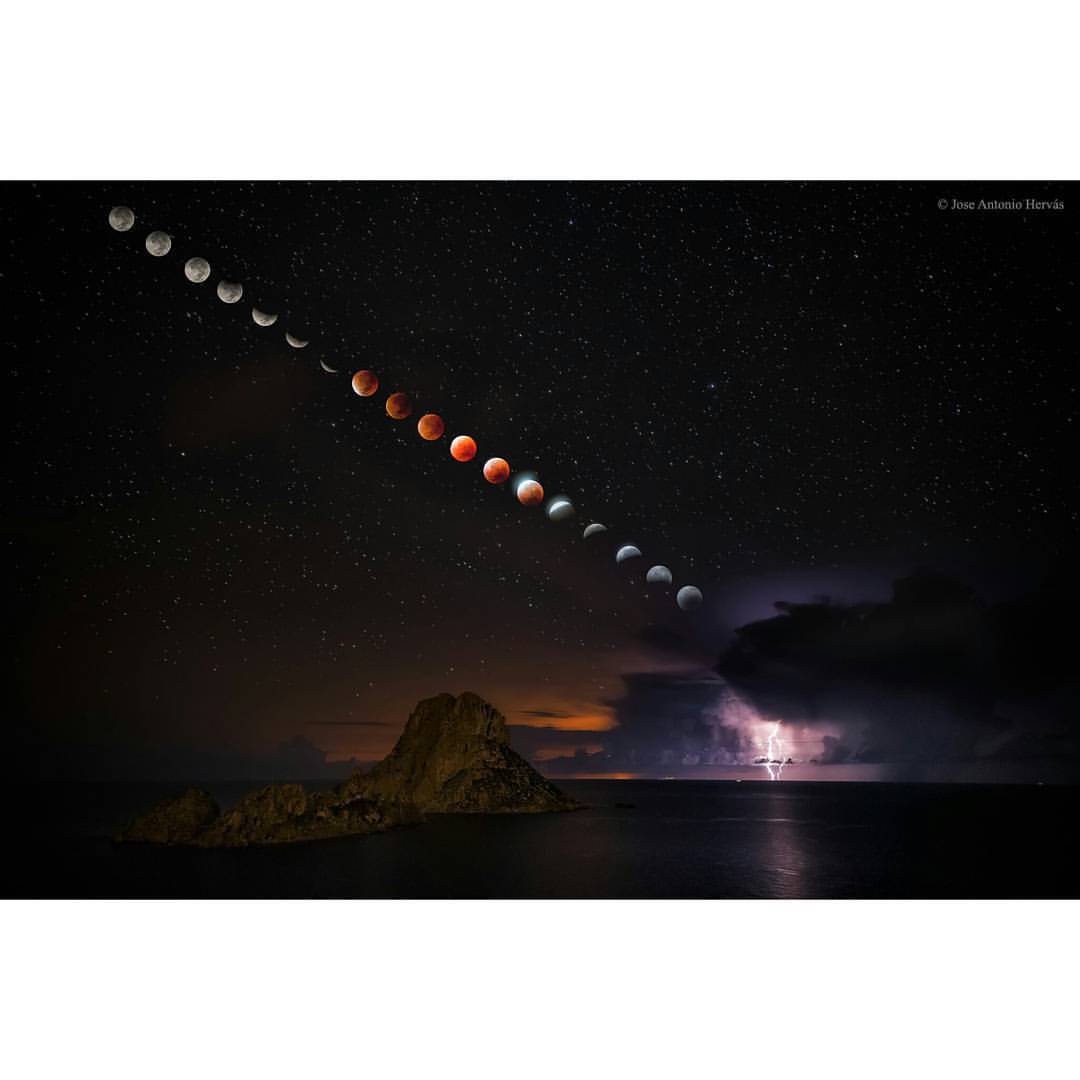 Supermoon Total Lunar Eclipse and Lightning Storm #nasa #apod #supermoon #totallunareclipse