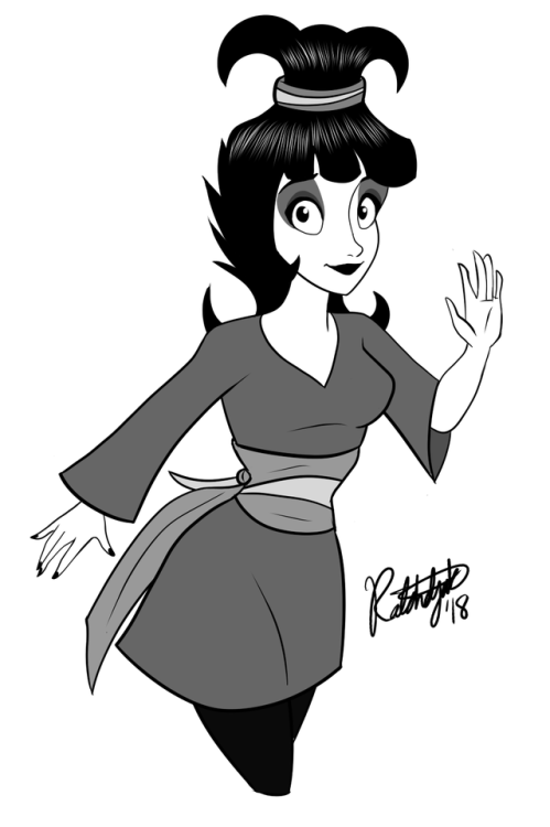 Next up in the Inktober challenge of Darkly-Inclined characters is the first animated Gothic girl wh