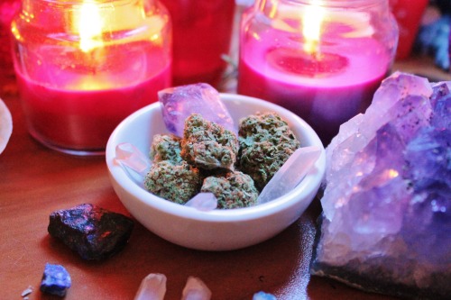 Blessing and charging my cannabis with Amethyst and warmth.