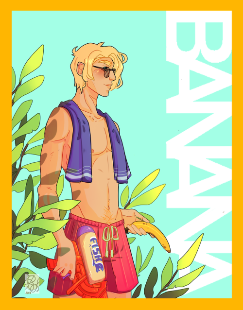and-watch-me-wander:Summer means that it’s time for some Banana Beach! Here is Ash Lynx enjoying lif