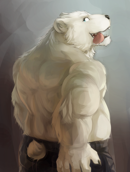 ralphthefeline:  Someone on my Twitter asked me to draw something with back and pants and polarbear. So this is what I did. AS for face I was just trying out different face. 