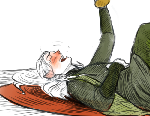 scorpionhoney:Legolas always loved riding the end of his father’s robes as a little elfing~Thranduil