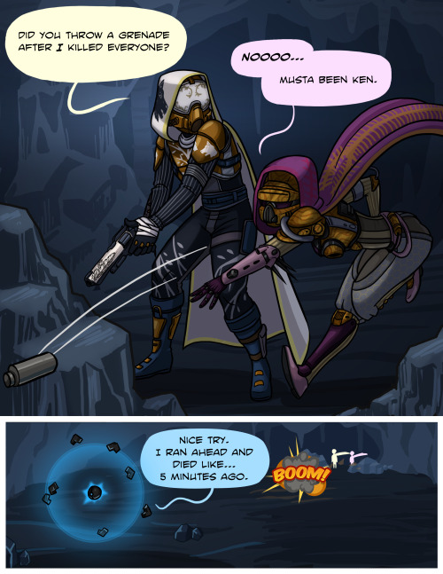 Made this comic as an inside joke Christmas present for a buddy.Three of us used to play Destiny tog