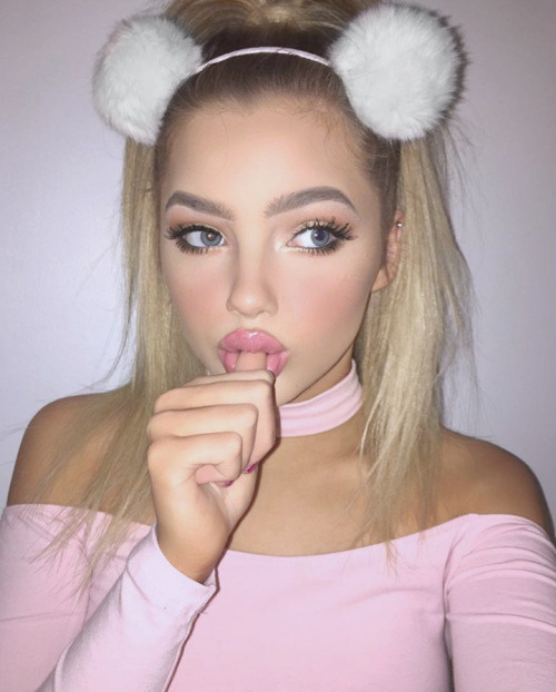 coquettefashion:    Pink Off Shoulder Long Sleeve Crop Top & White Pom-Pom Ears Headband     