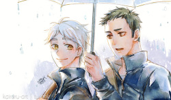 kairuru-art:  Finally draw Daichi x Sugawara  aka my first OTP in HQ! XDAlright i’m done with this raining theme lel