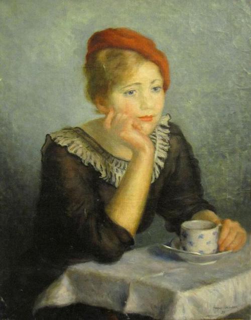 finita-la-commedia: Naum Sokolik “Woman wearing a red beret”, 1937