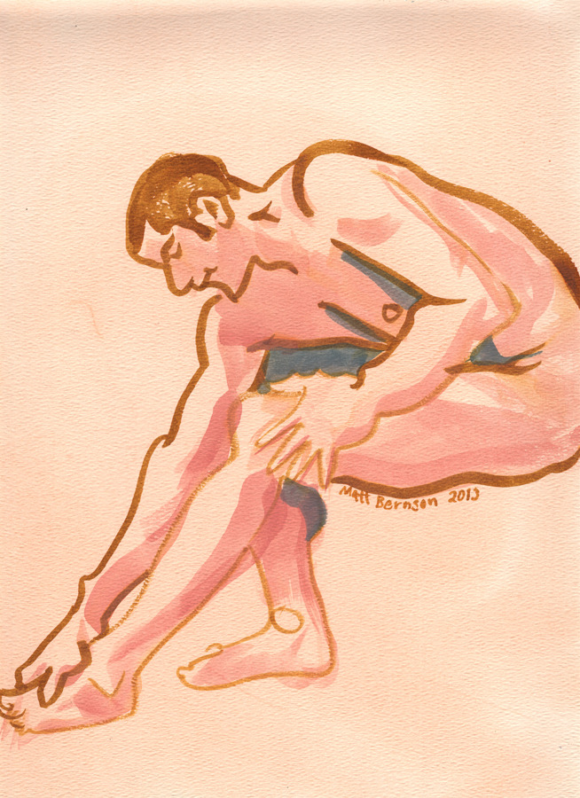 11x14&quot; ink/watercolor/graphite on paper. Model: Tom Art by Matt Bernson